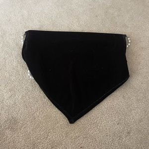 Velvet cowl neck top with pearl back